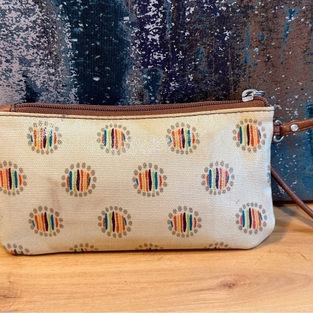Fossil y2K vintage (late 1990's) "Key-Per"Coated Canvas Wristlet Wallet - Picture 6 of 12